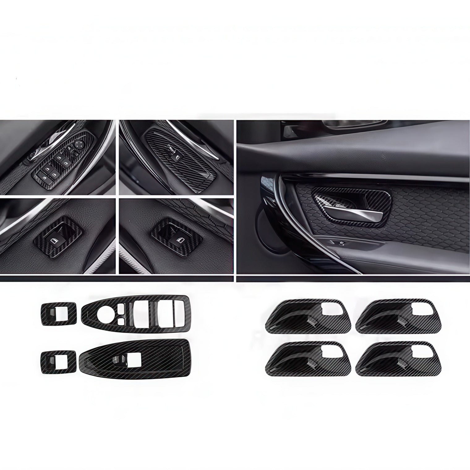20-Piece Carbon-Look ABS Interior Trim Set for BMW F30 F32 3 Series & 4 Series