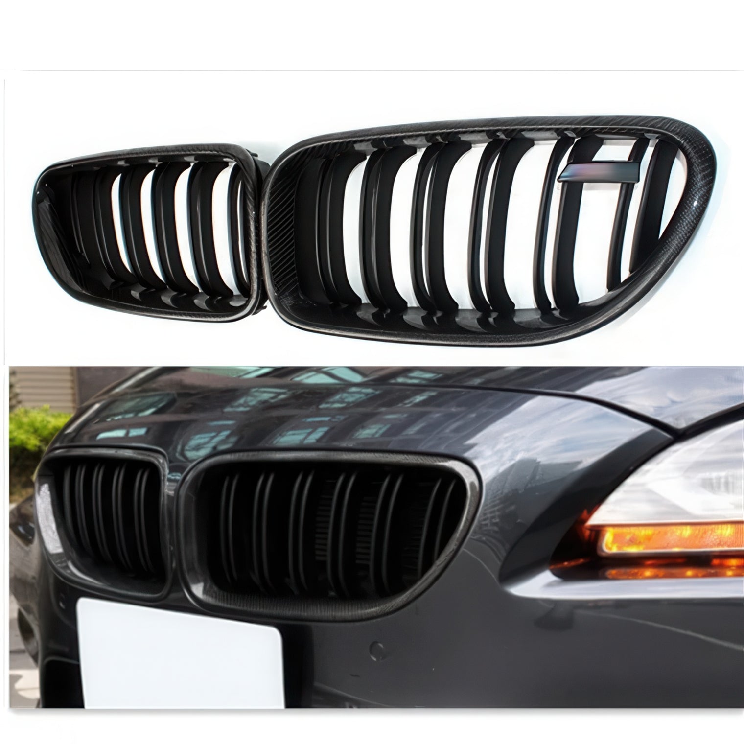 Carbon Fiber Double-Slat Front Grille for BMW F06 F12 F13 6 Series & M6