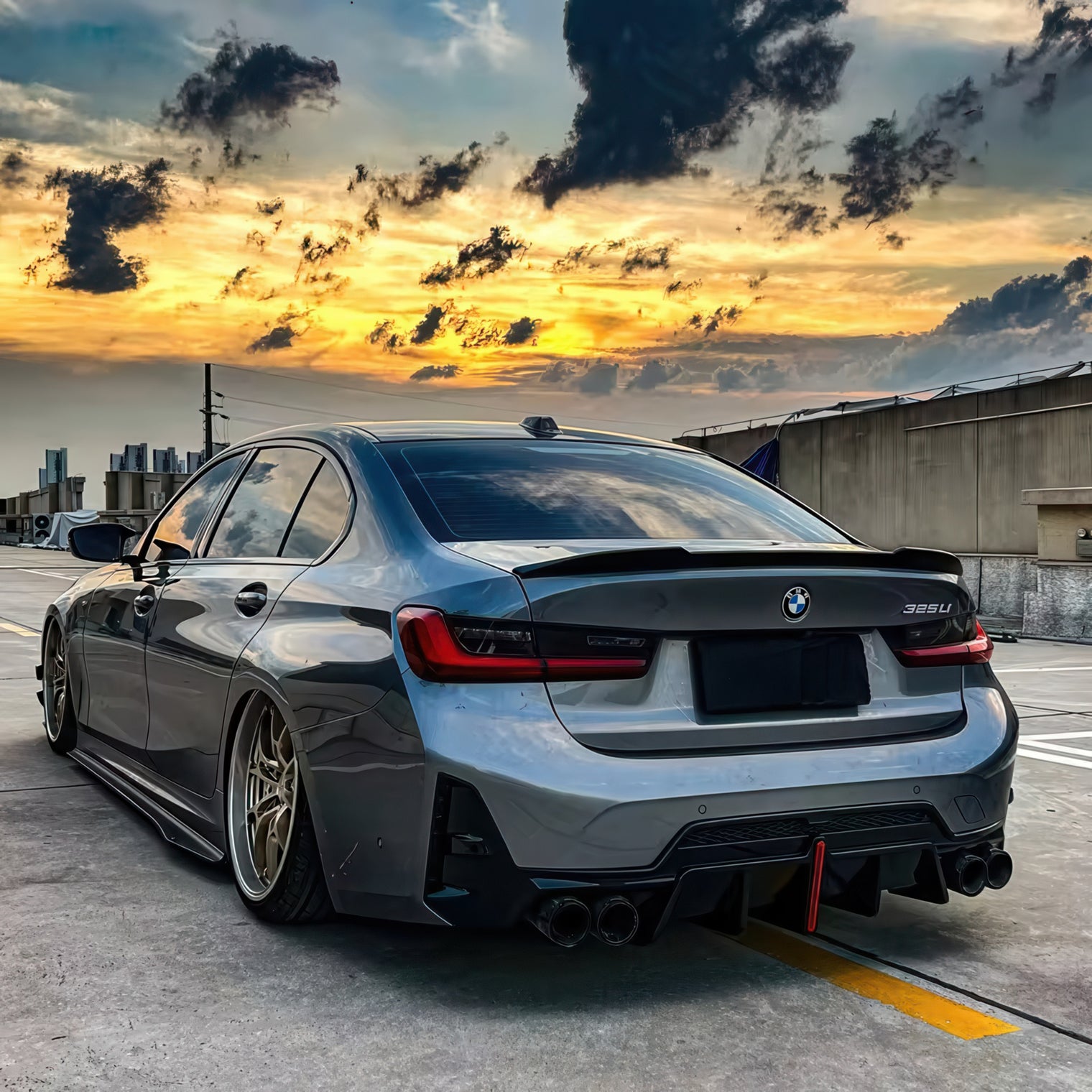 M Style 3-Piece ABS Rear Diffuser with LED for BMW G20 LCI M Sport 2023+