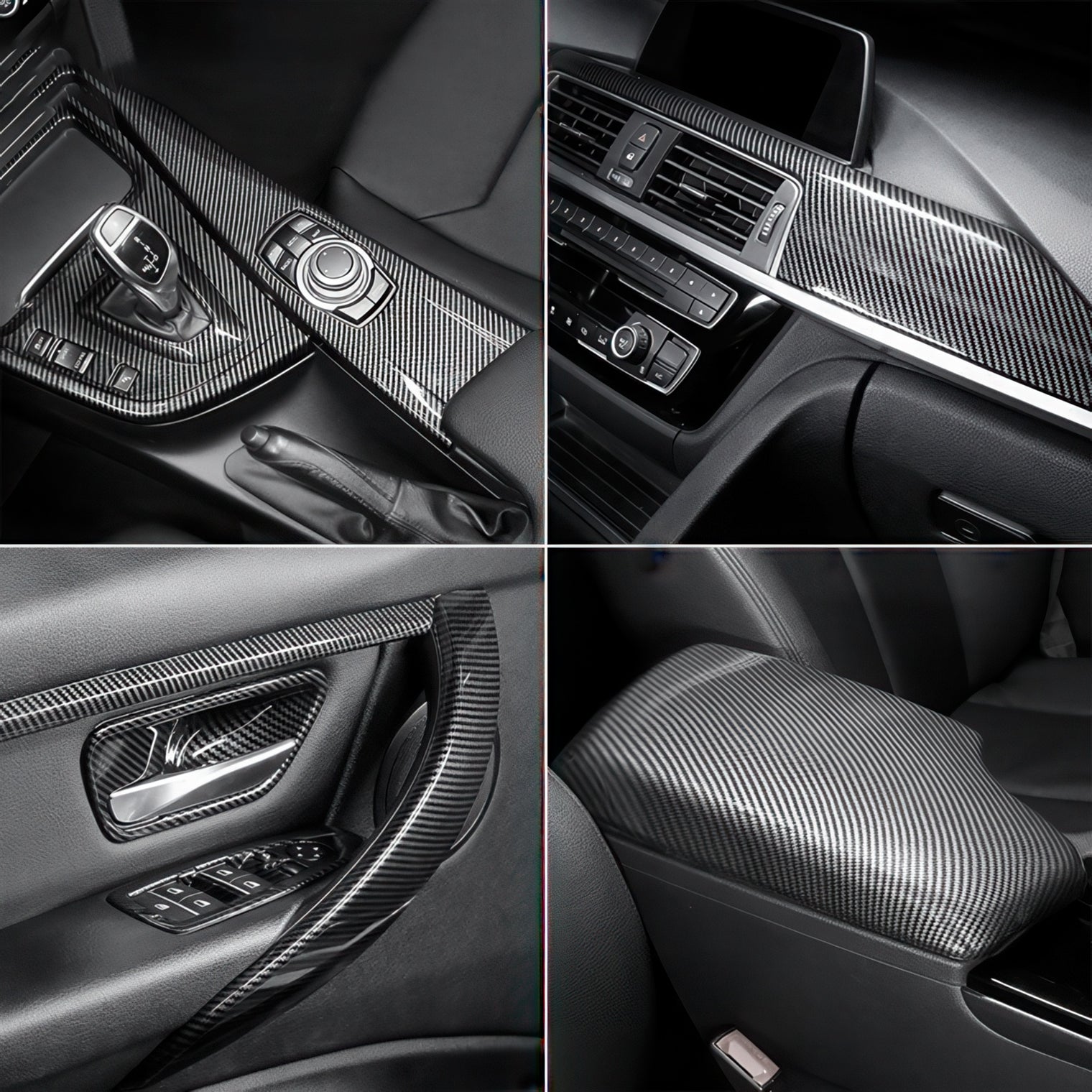 20-Piece Carbon-Look ABS Interior Trim Set for BMW F30 F32 3 Series & 4 Series