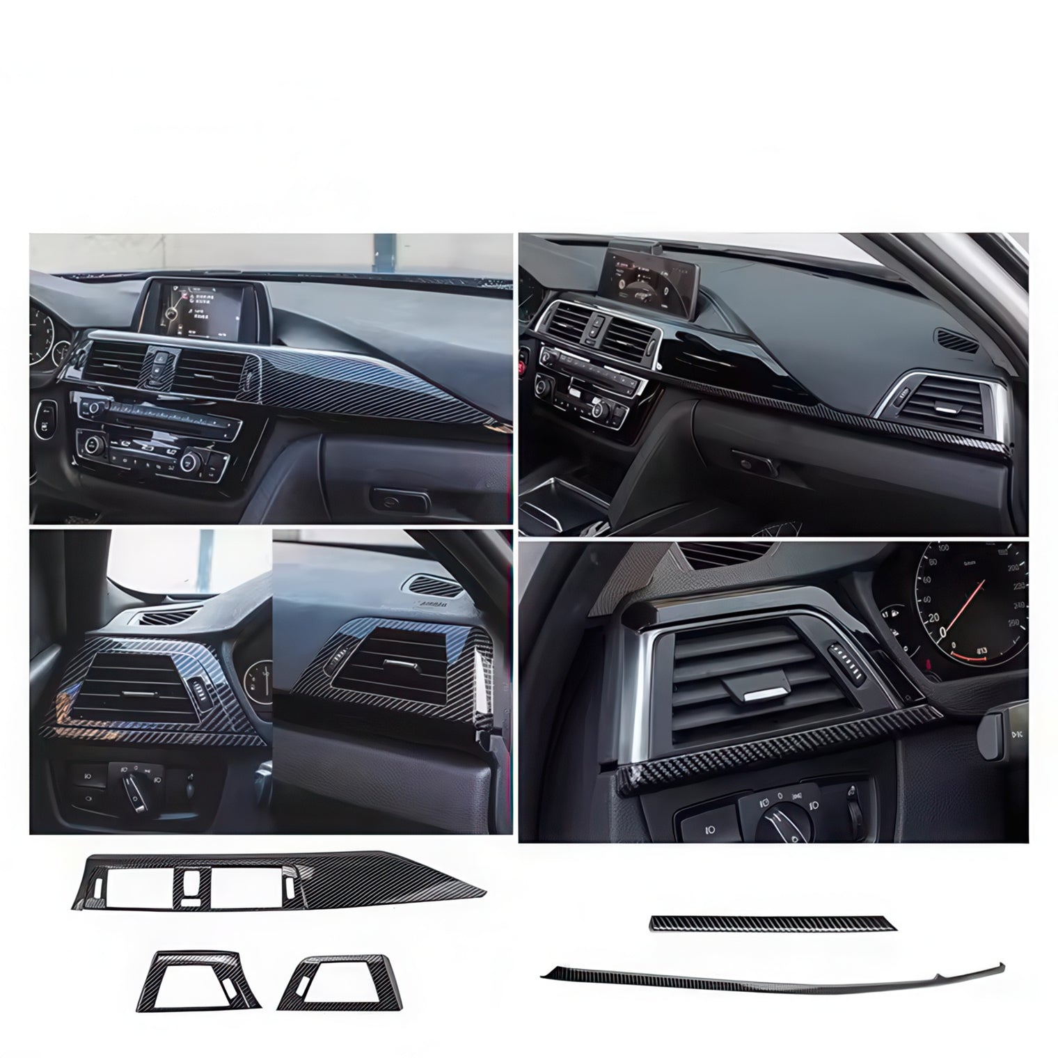 20-Piece Carbon-Look ABS Interior Trim Set for BMW F30 F32 3 Series & 4 Series
