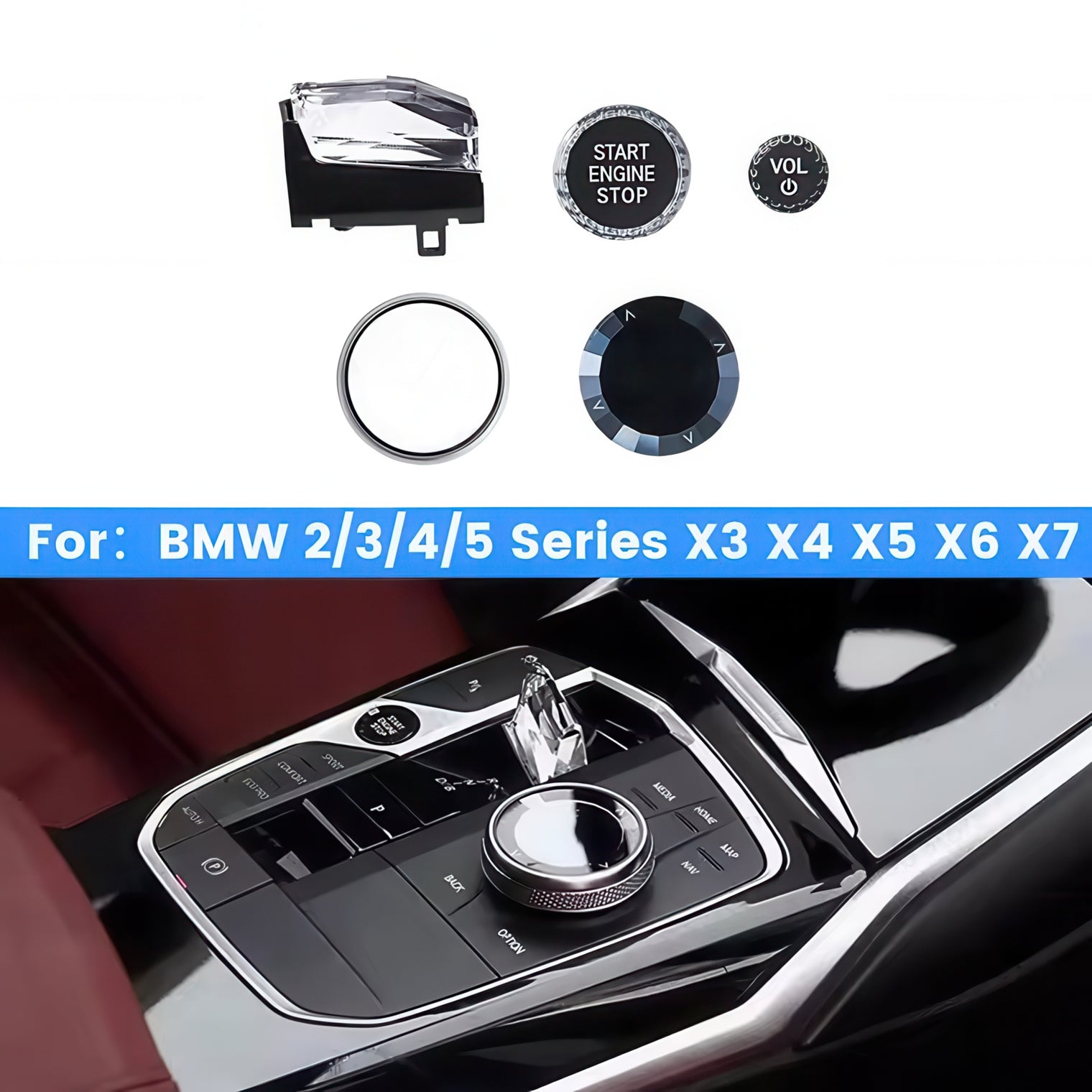 3-Piece Crystal Gear Shifter Interior Trim Set for BMW G20 G28 LCI 3 Series
