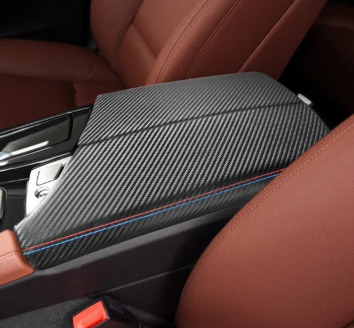 Alcantara or Carbon-Look Leather Armrest Cover for BMW F10 F18 5 Series