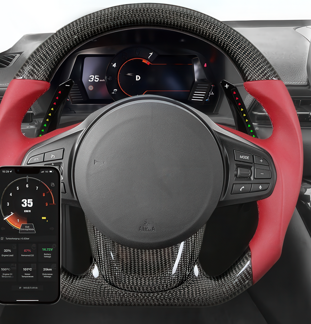 Carbon Fiber Paddle Shifters with Shift Lights for Toyota GR Supra A90 A91 (MK5)