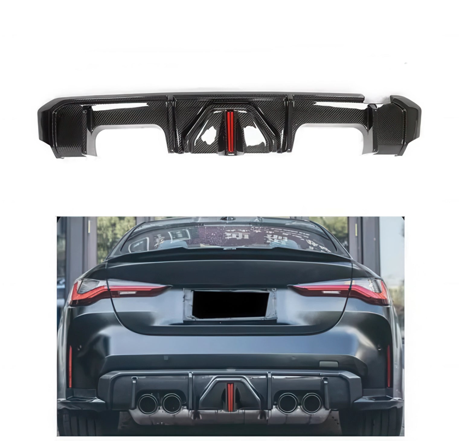 Carbon Fiber Rear Diffuser with LED Brake Light for BMW G80 G82 M3 & M4