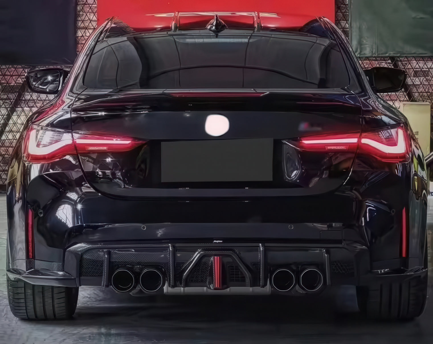 Carbon Fiber Rear Diffuser with LED Brake Light for BMW G80 G82 M3 & M4