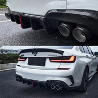 DTM Style 3-Piece Carbon Fiber Rear Diffuser with LED for BMW G20 M340i 2020+