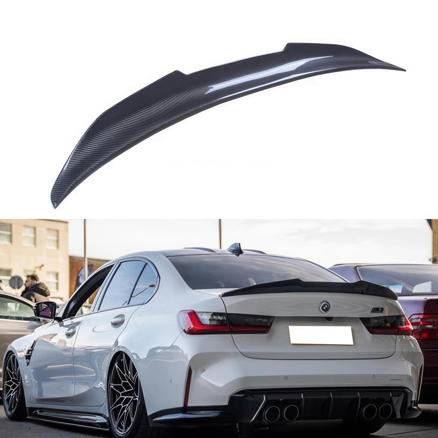 PSM High-Kick Style Carbon Fiber Rear Spoiler for BMW G20 G28 G80 3 Series & M3